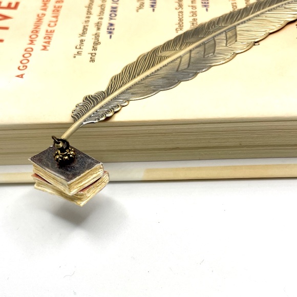 Bookmark Feather and miniature Polymerclay book-Bookmark Metal feather - Picture 6 of 6